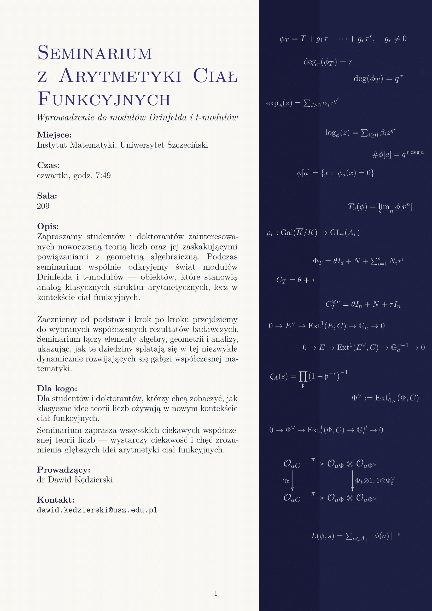 Seminarium z Arytmetyki Ciał Funkcyjnych